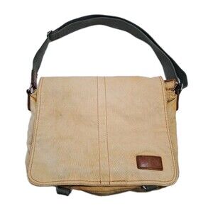 LL Bean Canvas Messenger Bag Distressed Plaid Lined Vintage Army School Travel